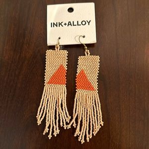 Ink+Alloy coral and light pink beaded earrings. Never worn